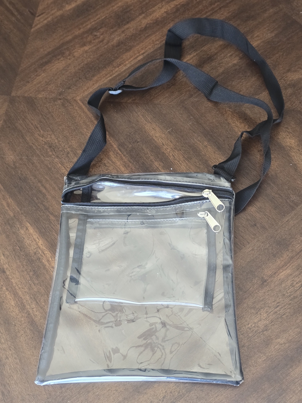 Clear PVC Crossbody Bag for Unisex - Black Strap